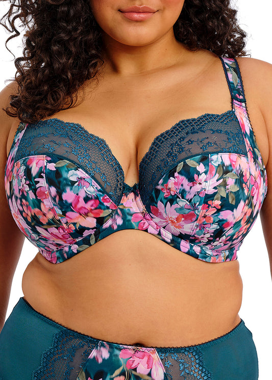 elomi Lucie Teal Floral Stretch Plunge Bra