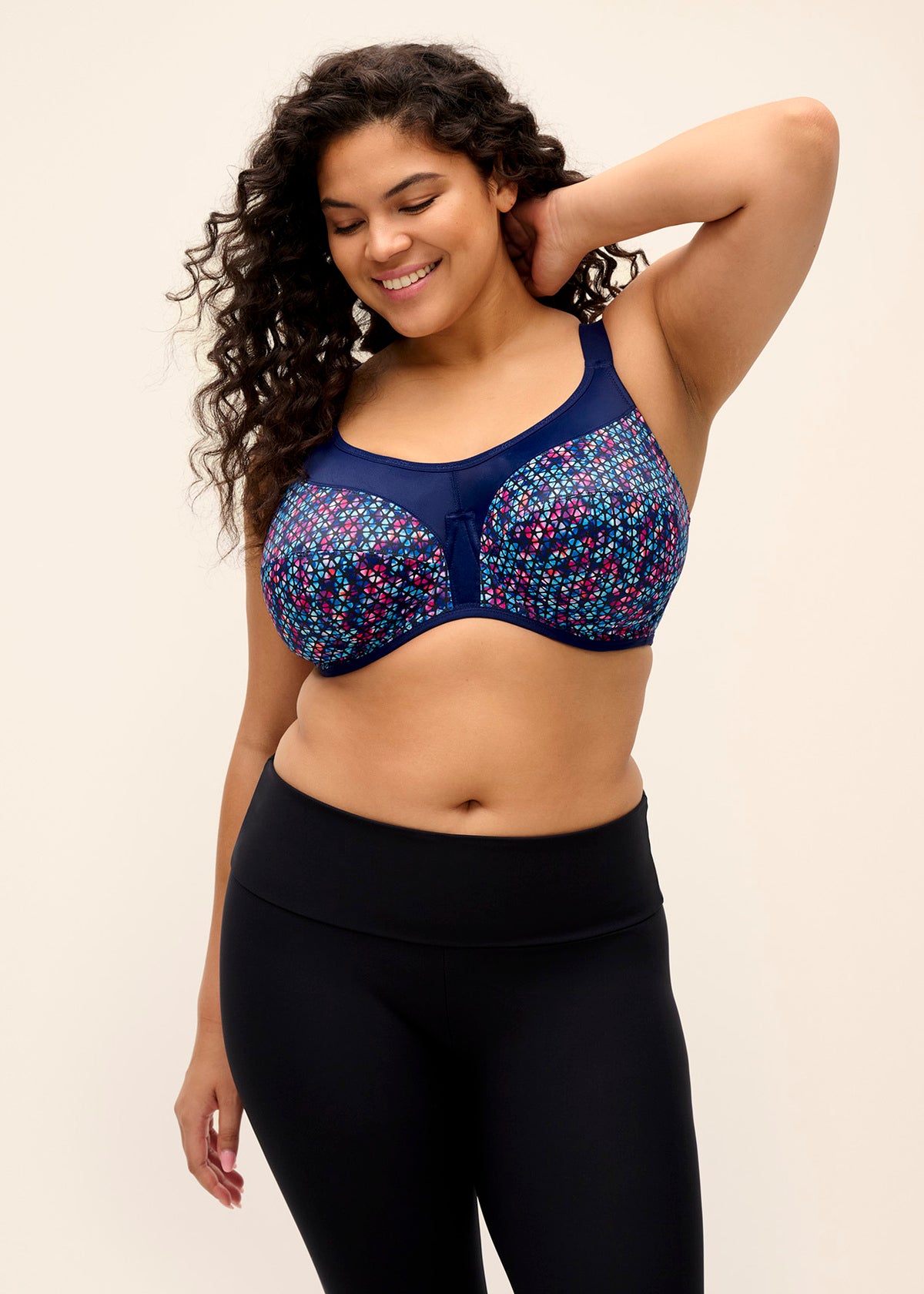 elomi Energise Navy Geo Sports Bra