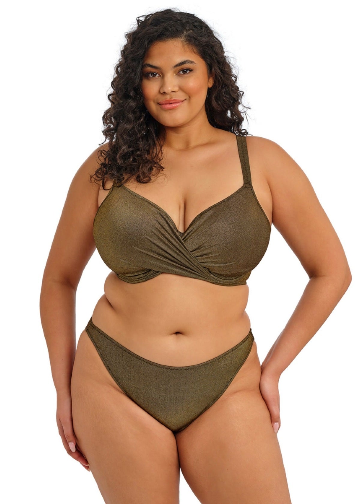 elomi Sunset Shimmer Gold Rush Plunge Bikini Top