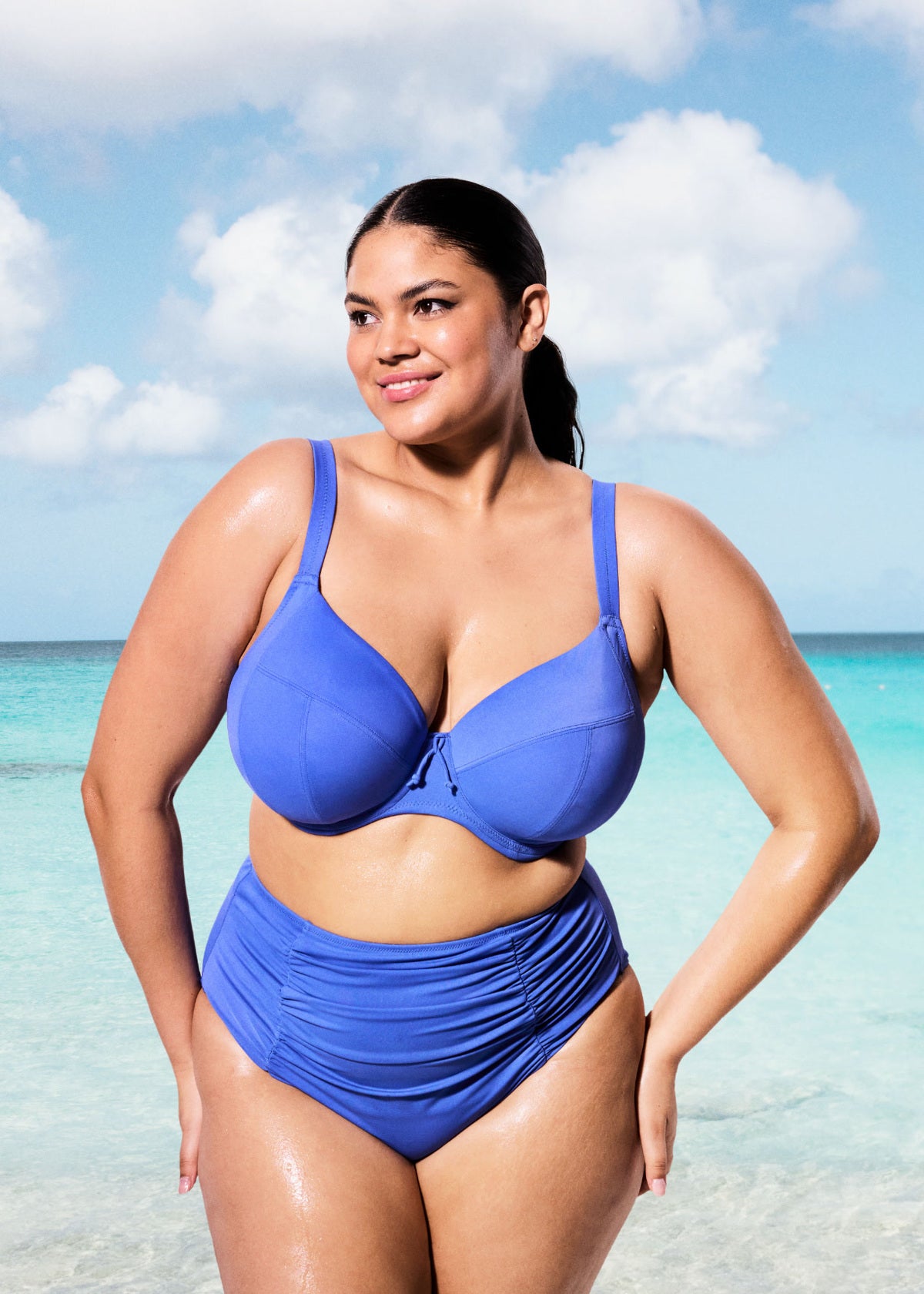 elomi Plain Sailing Azure Plunge Bikini Top
