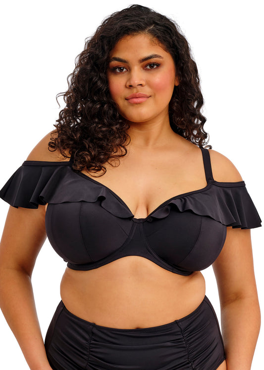 elomi Plain Sailing Black Bardot Bikini Top