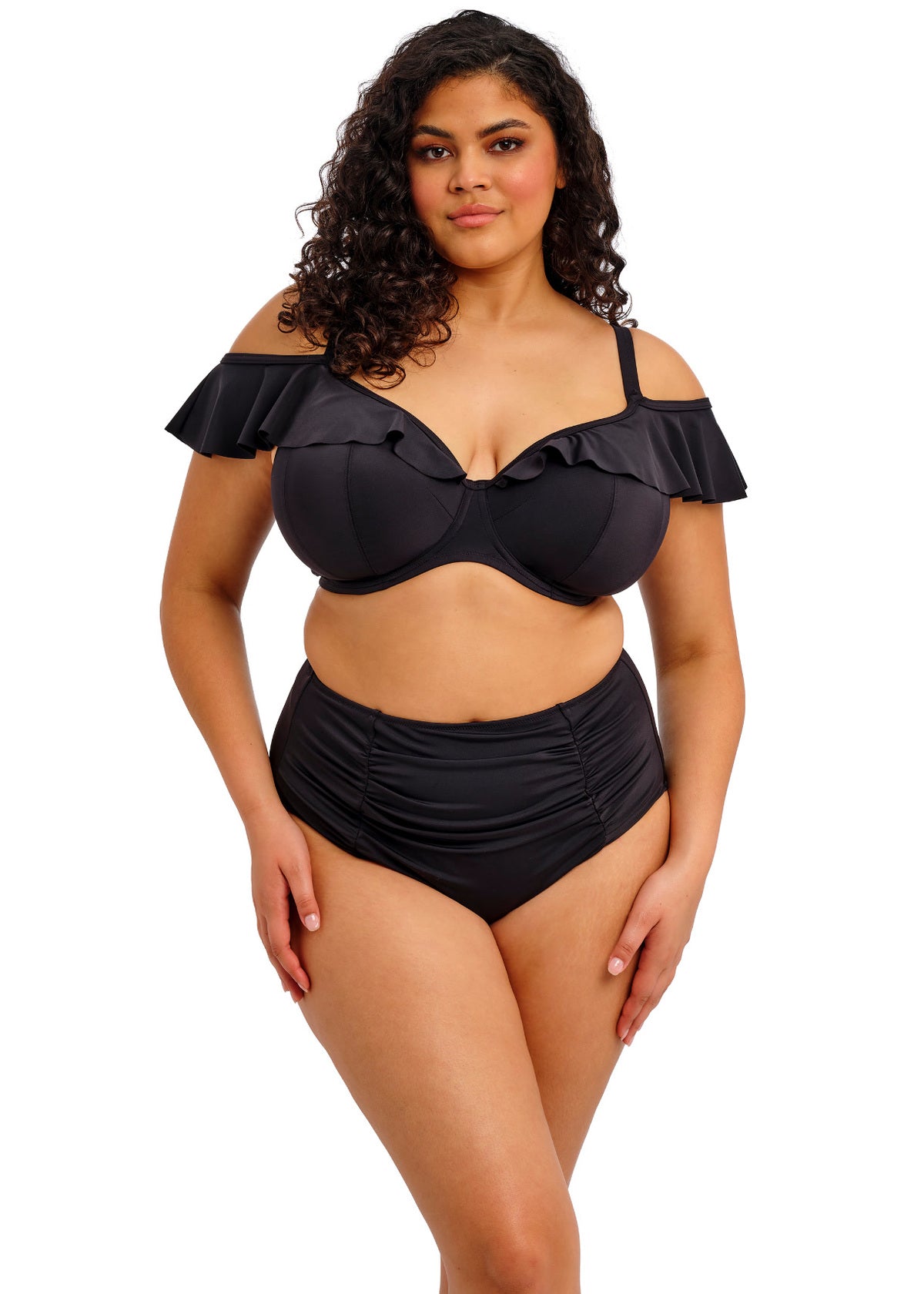 elomi Plain Sailing Black Bardot Bikini Top