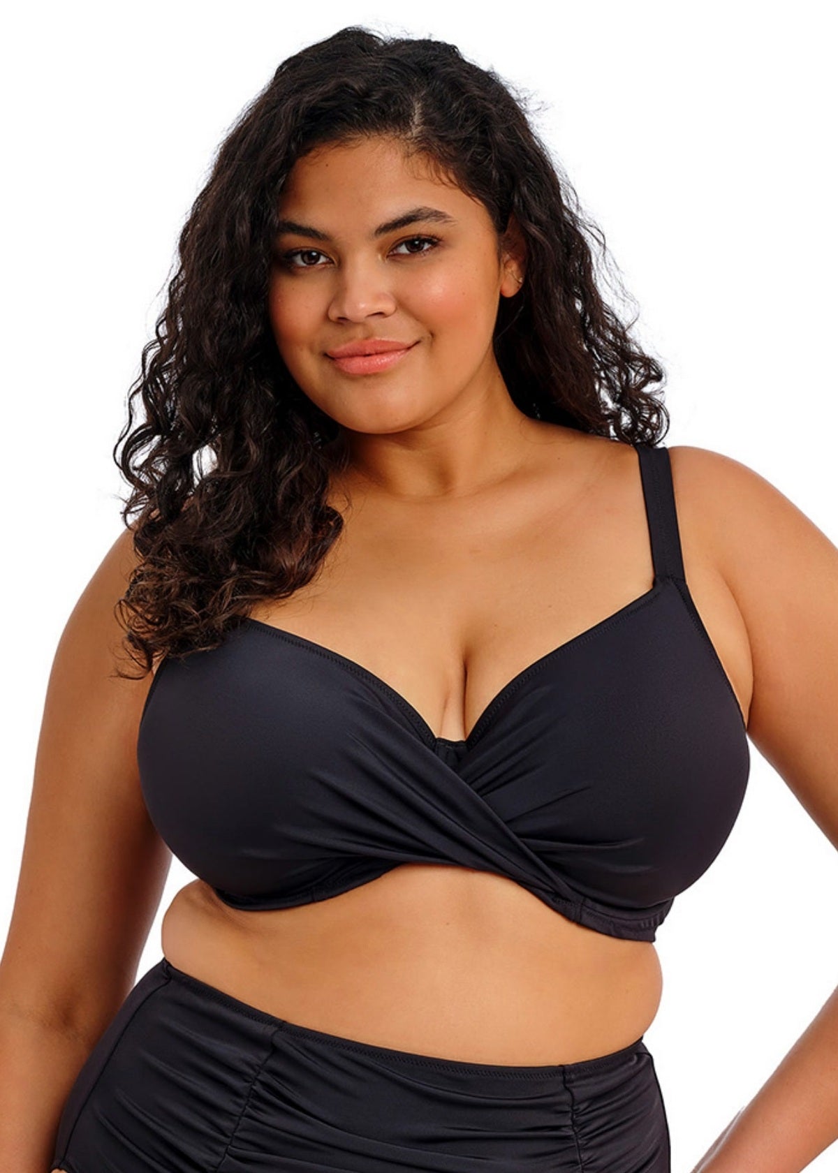elomi Plain Sailing Black Plunge Bikini Top