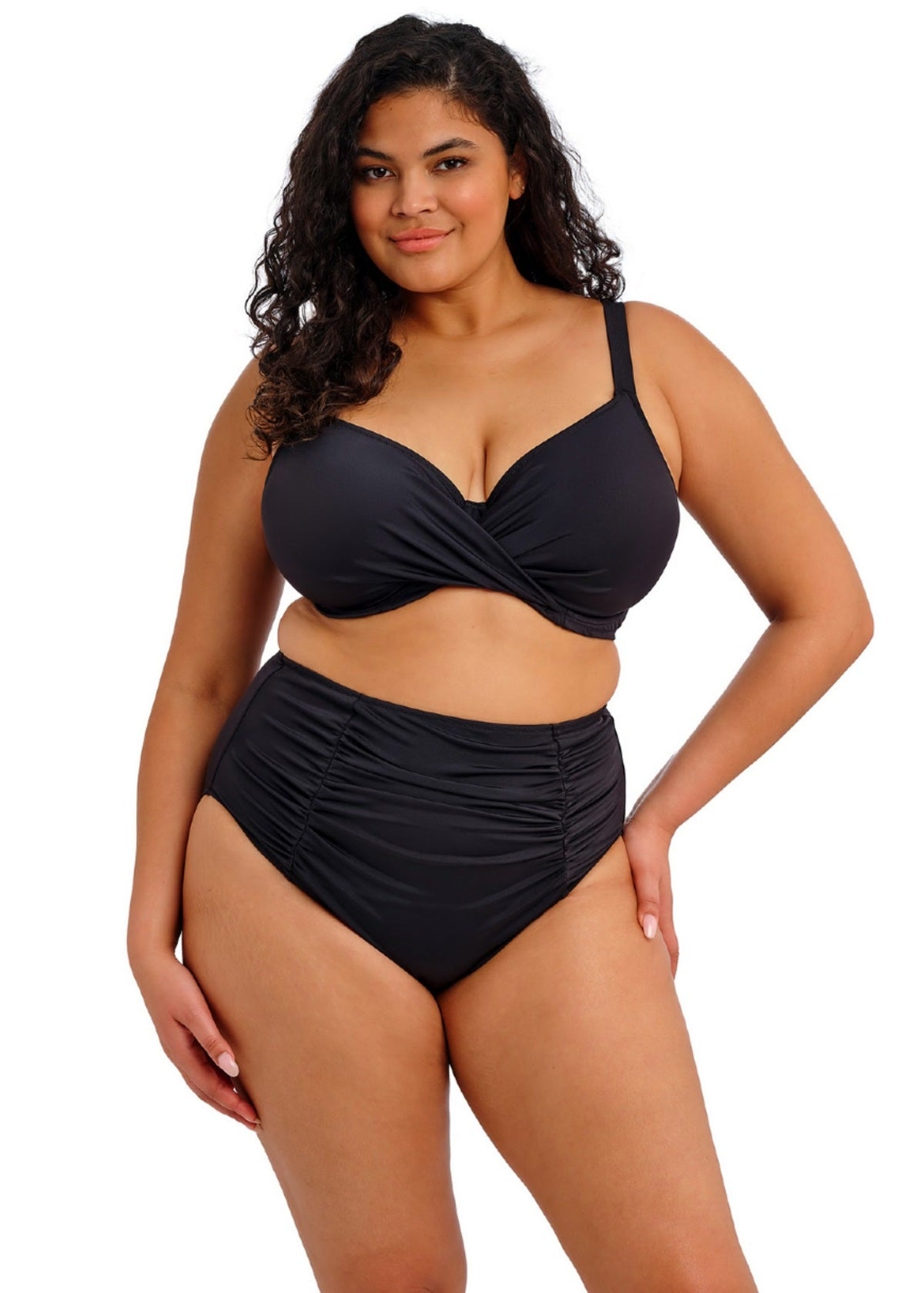 elomi Plain Sailing Black Plunge Bikini Top